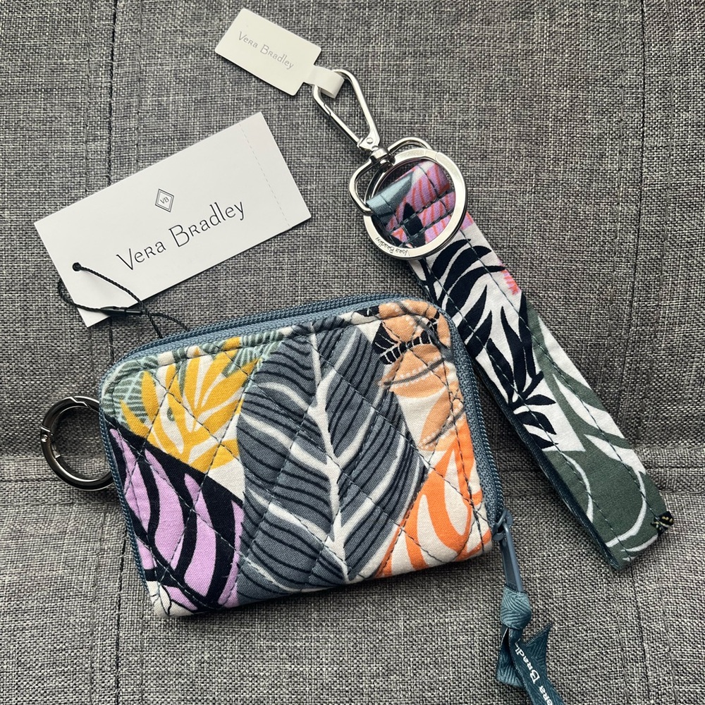*NEW* Vera Bradley Palm Floral zip wallet / Palm Floral wrist keychain